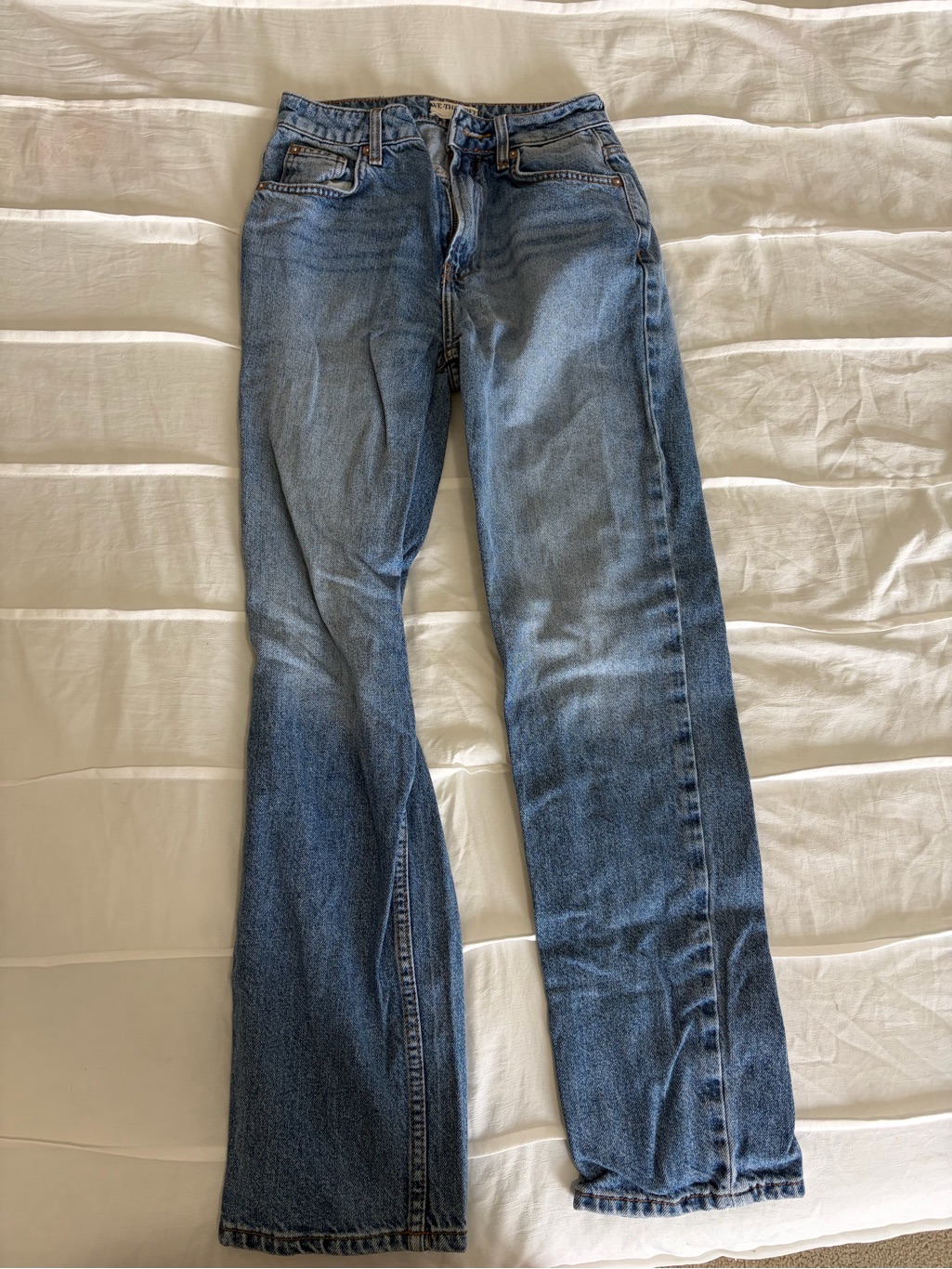 We The Free Pacifica High Rise Skim Straight Leg Blue Denim Jeans